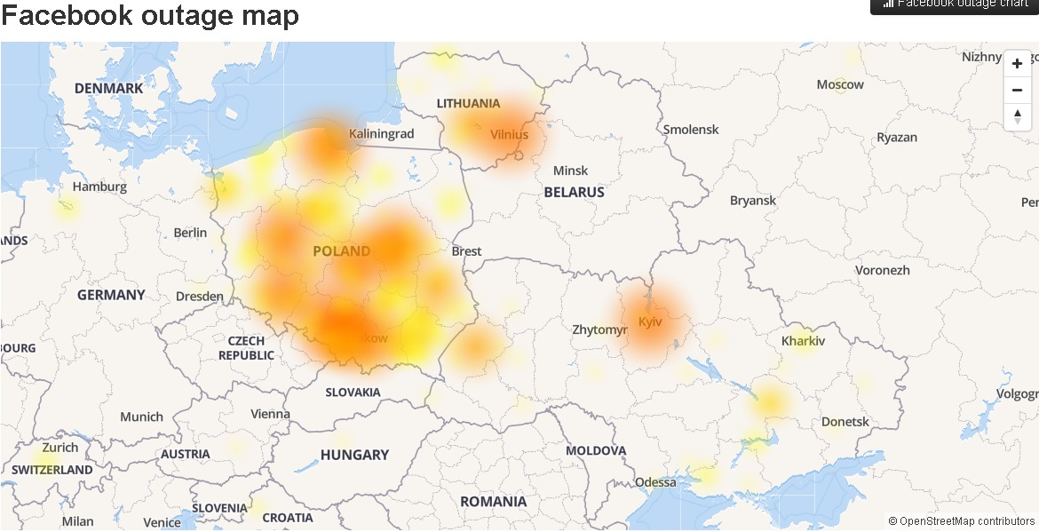 Facebook и Instagram настиг сбой в Европе (КАРТА)