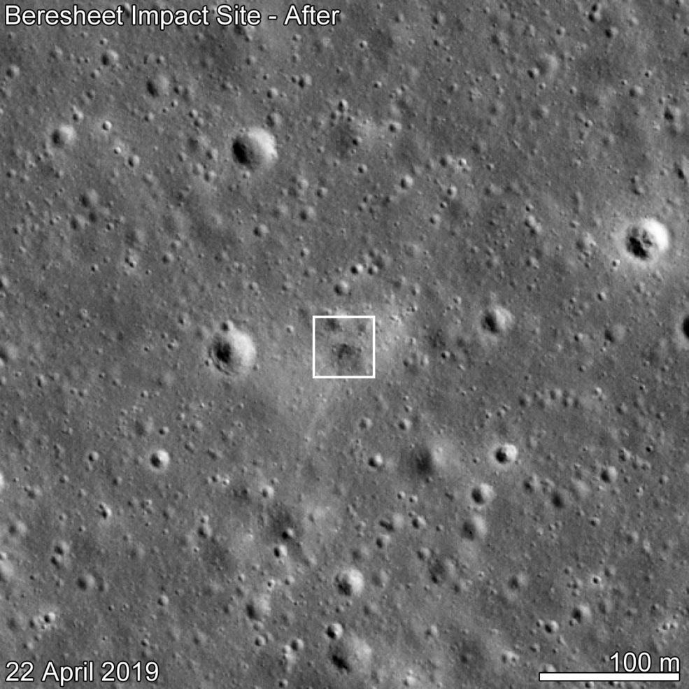 NASA опубликовало снимки места падения израильского лунохода
