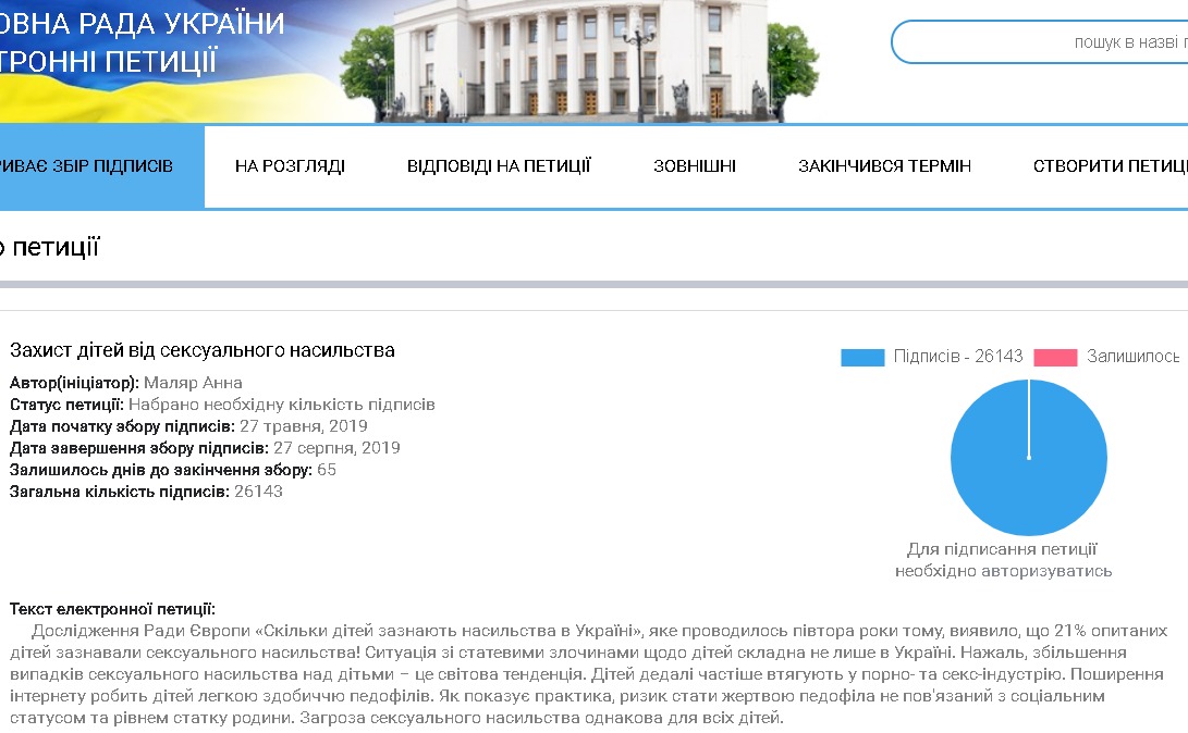 Петиция о химической кастрации за педофилию собрала необходимые 25 тыс. подписей